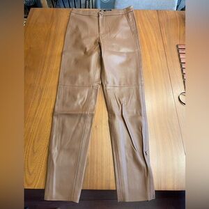 Zara brown high waisted faux leather pants